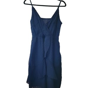 Swiss dot navy blue dress